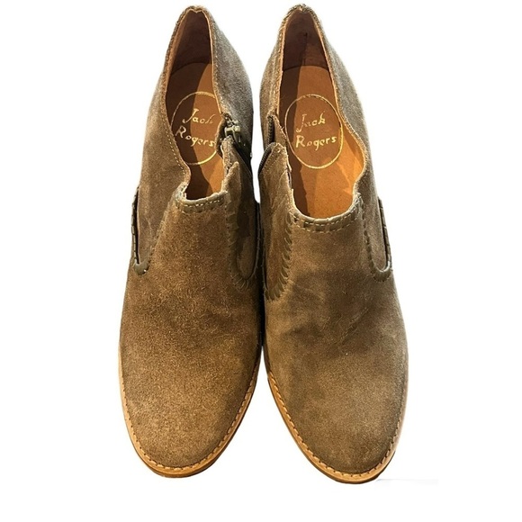 Jack Rogers Kyle Evergreen Suede Booties Heel Ankle Boots Side Zipper Size 7.5 - Picture 2 of 8